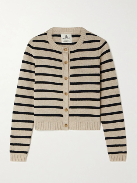  Denimist Denimist - Cropped Striped Cotton-blend Cardigan - Beige 