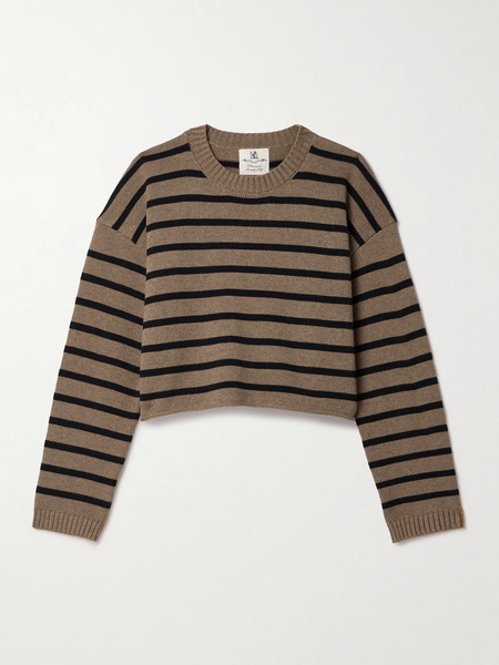 Denimist Denimist - Cropped Striped Cotton-blend Sweater - Brown 