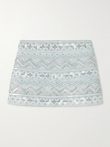  Des Phemmes Des Phemmes - Embellished Cotton Mini Skirt - Light Blue 
