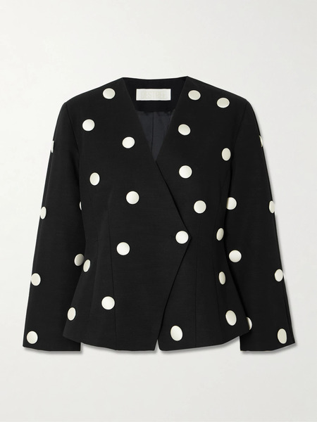  Destree Destree - Aloise Embellished Polka-dot Cotton-faille Blazer - Black 