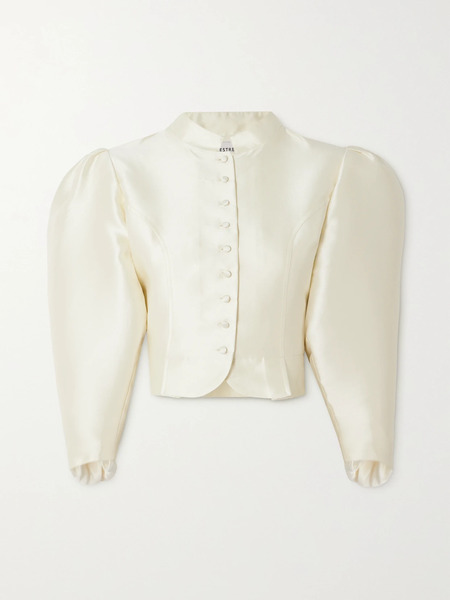  Destree Destree - Amoako Cropped Faille Jacket - White 