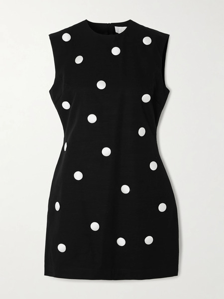  Destree Destree - Carole Embellished Polka-dot Cotton-faille Mini Dress - Black 