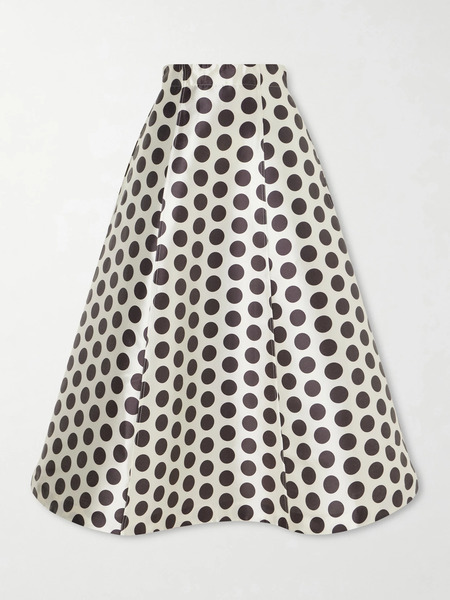  Destree Destree - India Paneled Polka-dot Satin Midi Skirt - Black 