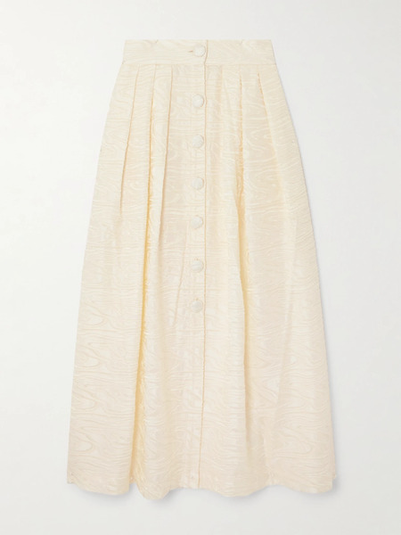  Destree Destree - Irving Pleated Fil Coupé Woven Midi Skirt - Ivory 
