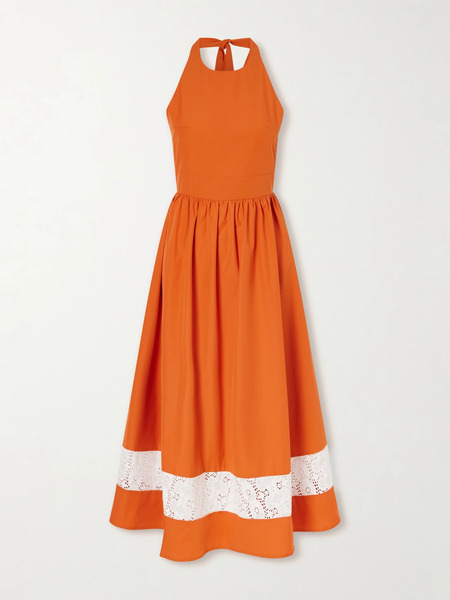  Destree Destree - Lila Lace-trimmed Cotton Mini Dress - Orange 