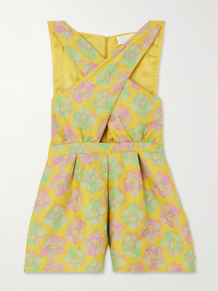  Destree Destree - Louis Floral-jacquard Playsuit - Yellow 