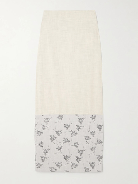  Destree Destree - Mila Woven And Denim-jacquard Midi Skirt - Beige 