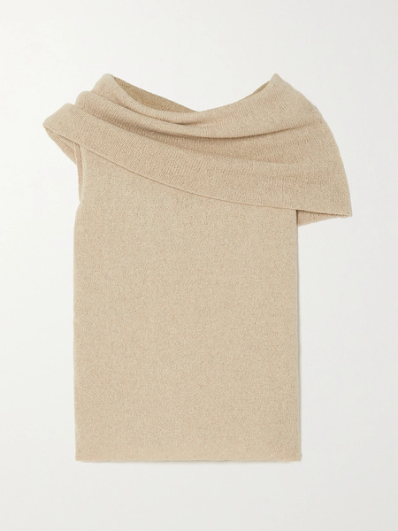  Deveaux Deveaux - Lucia One-shoulder Cotton-blend Top - Beige 