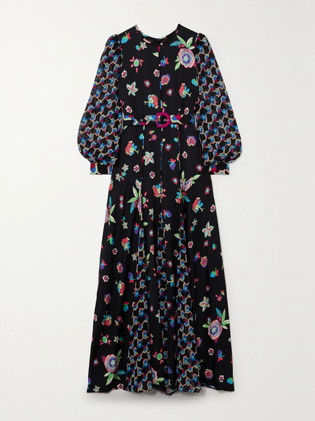  Diane Von Furstenberg Diane Von Furstenberg - Elliot Belted Printed Lenzing Ecovero™-blend Satin And Chiffon Maxi Dress - Purple 