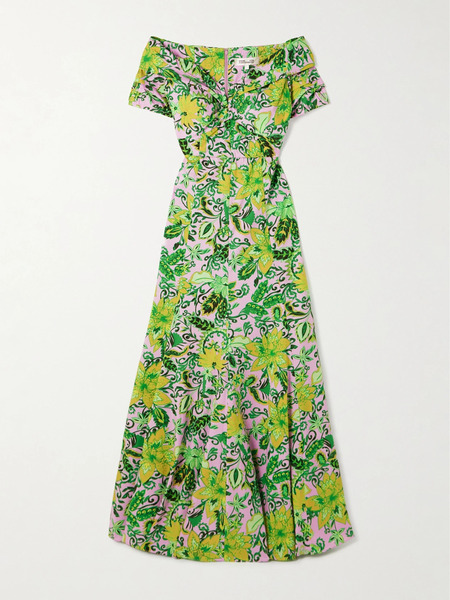  Diane Von Furstenberg Diane Von Furstenberg - Floral-print Cotton-blend Maxi Dress - Green 
