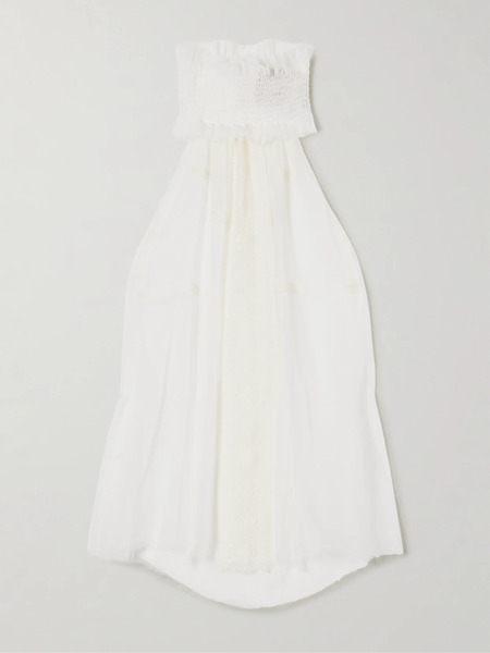  Dilara Findikoglu Dilara Findikoglu - Mask Of Pleasing Lace-trimmed Silk Blouse - White 