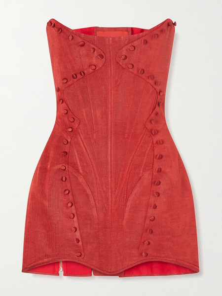  Dilara Findikoglu Dilara Findikoglu - Searching For Me Corseted Silk-faille Mini Dress - Red 