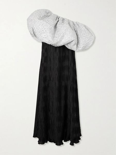  Dima Ayad Dima Ayad - Convertible Popcorn Lamé And Plissé-crepe Gown - Black 