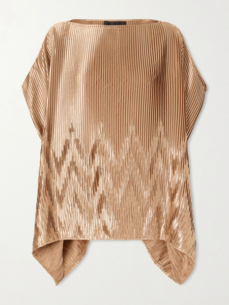  Dima Ayad Dima Ayad - Metallic Plissé-satin Blouse - Rose Gold 