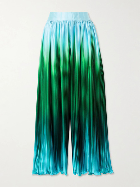  Dima Ayad Dima Ayad - Ombré Plissé-taffeta Wide-leg Pants - Green 