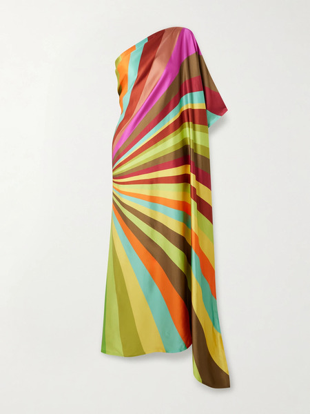  Dima Ayad Dima Ayad - One-shoulder Draped Printed Satin Gown - Multi 