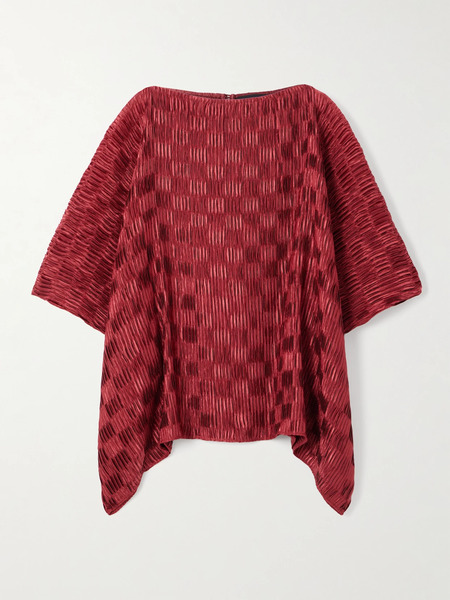  Dima Ayad Dima Ayad - Plissé-satin Blouse - Burgundy 