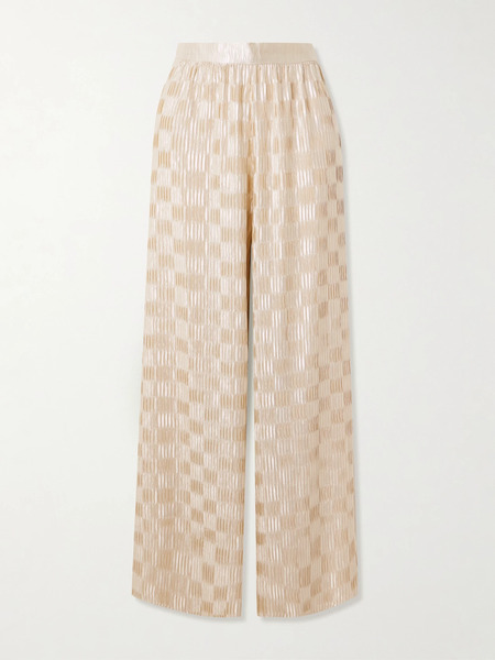  Dima Ayad Dima Ayad - Plissé-satin Wide-leg Pants - Ivory 