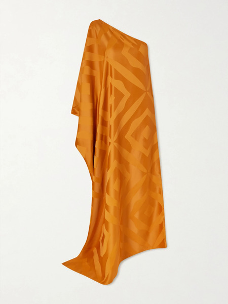  Dima Ayad Dima Ayad - Printed Crepe One-shoulder Gown - Orange 