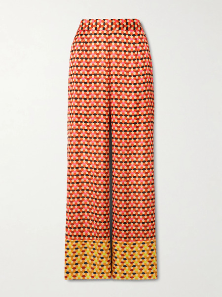  Dima Ayad Dima Ayad - Printed Satin Wide-leg Pants - Orange 