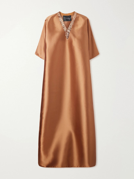  Dima Ayad Dima Ayad - Sequin-detailed Mikado Kaftan - Brown 