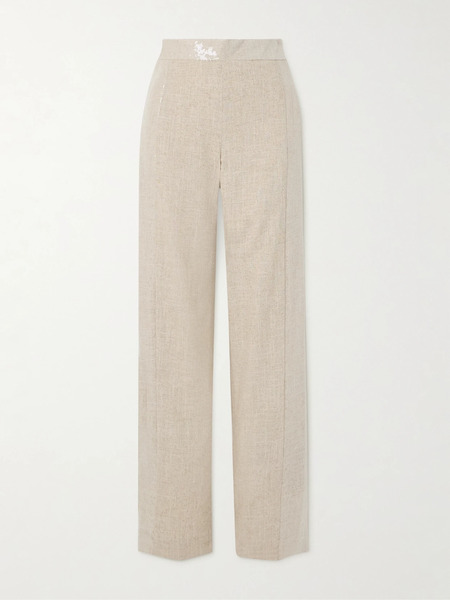  Dima Ayad Dima Ayad - Sequined Canvas Straight-leg Pants - Beige 