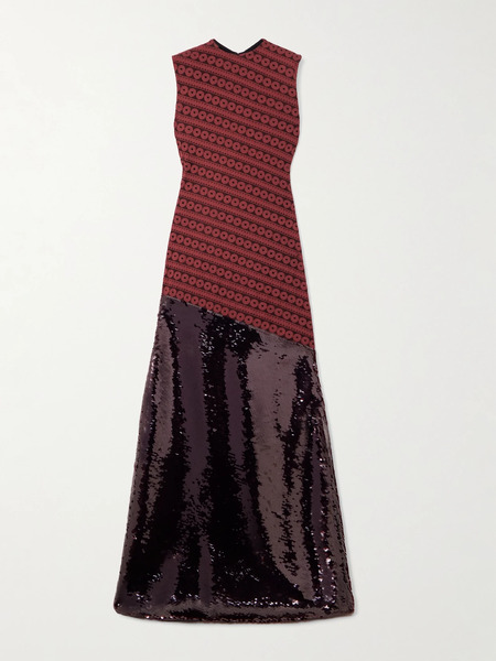  Dima Ayad Dima Ayad - Sequined Lace Gown - Burgundy 