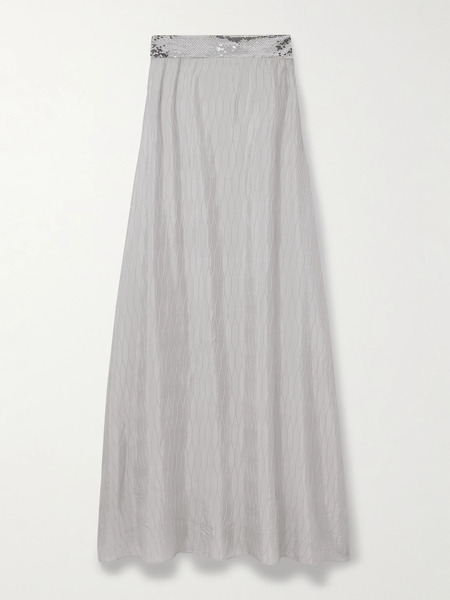  Dima Ayad Dima Ayad - Strapless Sequin-embellished Cloqué Gown - Silver 