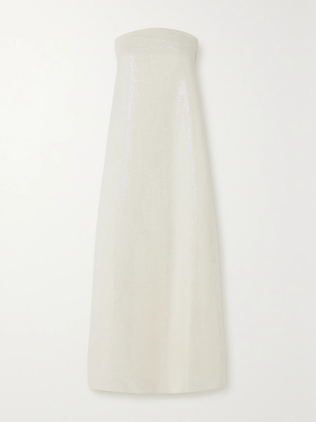  Dima Ayad Dima Ayad - Strapless Sequin-embellished Woven Maxi Dress - Ivory 