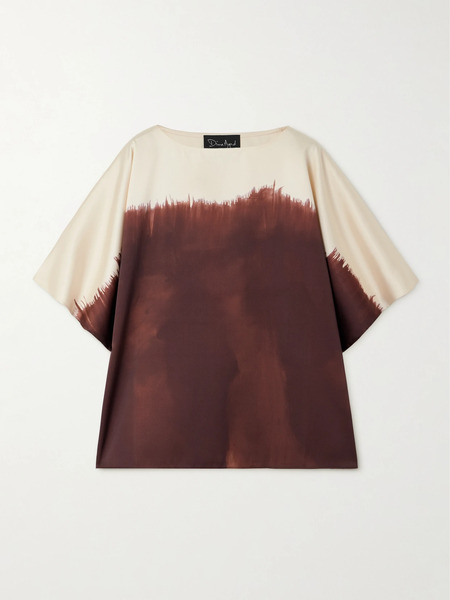  Dima Ayad Dima Ayad - Tie-dyed Satin-twill Tunic - Brown 