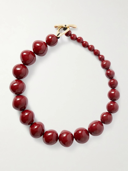  Dinosaur Designs Dinosaur Designs - Boulder Beads Resin Necklace - Burgundy 