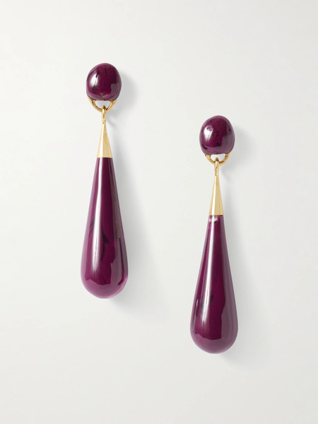  Dinosaur Designs Dinosaur Designs - Dew Drop Large Gold-tone Resin Earrings - Dark Purple 