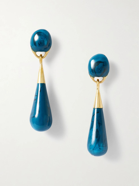  Dinosaur Designs Dinosaur Designs - Dew Drop Medium Gold-tone And Resin Earrings - Teal 