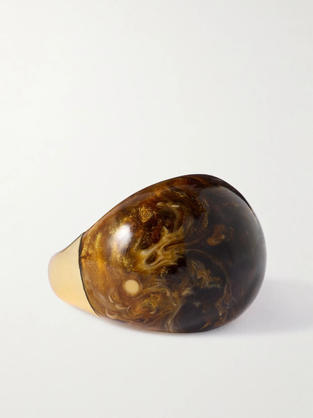  Dinosaur Designs Dinosaur Designs - Large Gold-tone Resin Ring - Dark Brown 