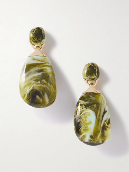  Dinosaur Designs Dinosaur Designs - River Rock Large Gold-tone Resin Earrings - Green 
