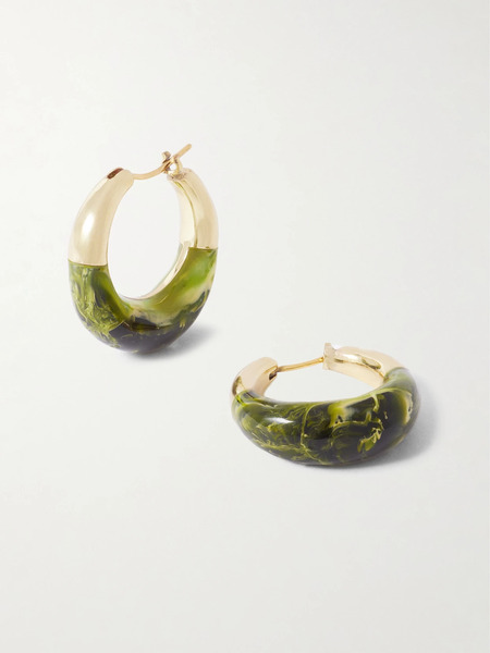  Dinosaur Designs Dinosaur Designs - Small Gold-tone And Resin Hoop Earrings - Green 