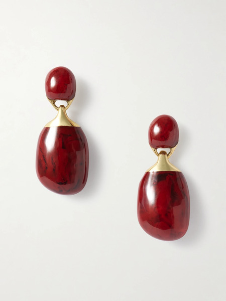  Dinosaur Designs Dinosaur Designs - Small River Rock Gold-plated And Resin Earrings - Burgundy 