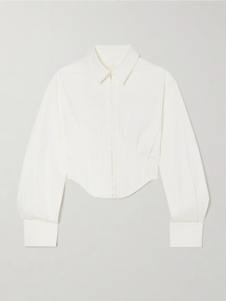  Dion Lee Dion Lee - Cropped Cotton-blend Poplin Shirt - White 
