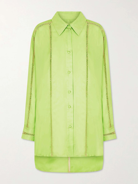  Diotima Diotima - Bridgetown Embroidered Silk-satin Shirt - Lime Green 