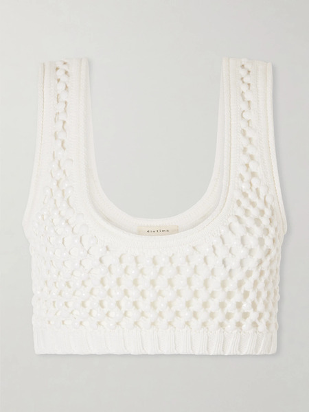  Diotima Diotima - Lady Cropped Crocheted Cotton-blend Bralette Top - White 