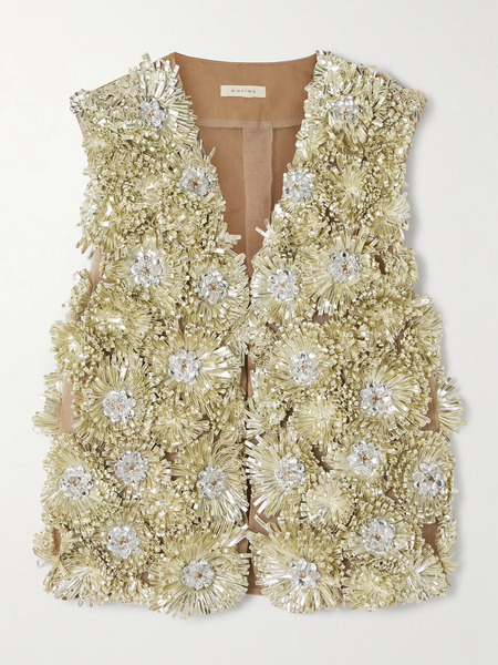  Diotima Diotima - Lorimers Embellished Silk-organza And Cotton-twill Vest - Gold 