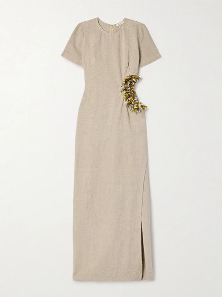  Diotima Diotima - Seaford Cutout Paillette-embellished Linen Maxi Dress - Beige 