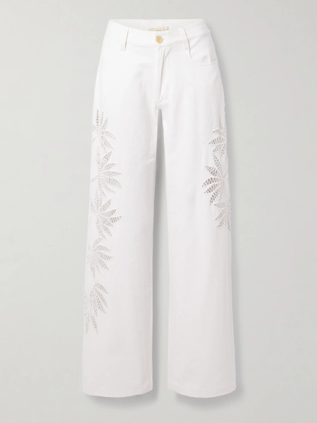  Diotima Diotima - Stulla Crochet-trimmed Mid-rise Straight-leg Jeans - White 