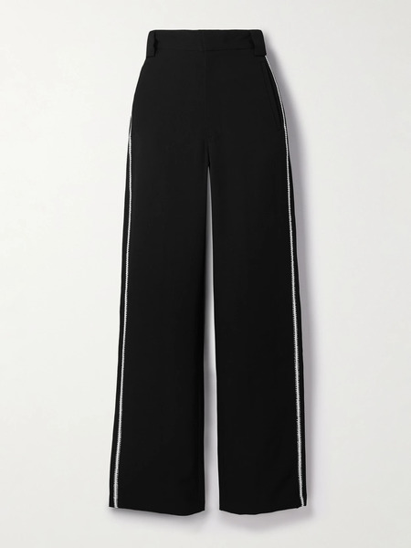  Diotima Diotima - Thirds Embroidered Wool-twill Straight-leg Pants - Black 