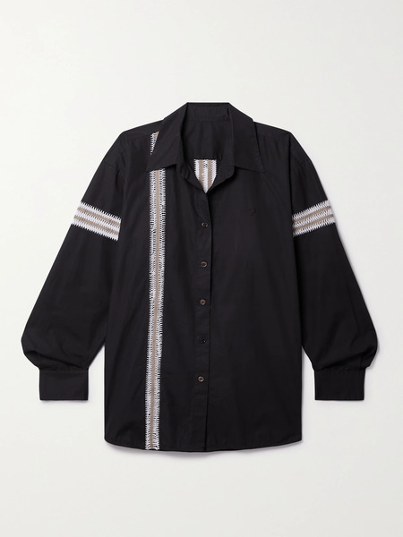  Diotima Diotima - Winston Crochet-trimmed Cotton-poplin Shirt - Black 