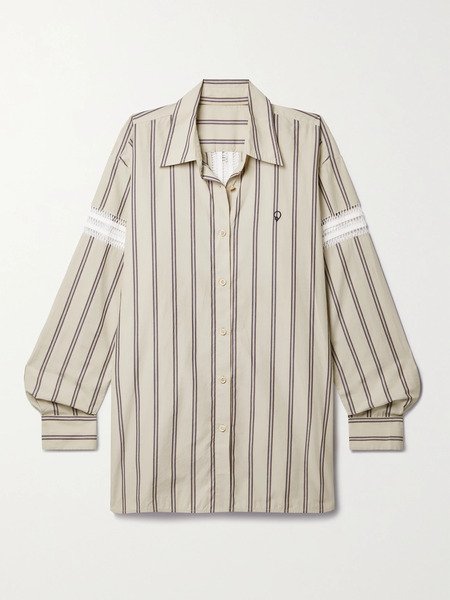  Diotima Diotima - Winston Crochet-trimmed Striped Cotton-poplin Shirt - Multi 