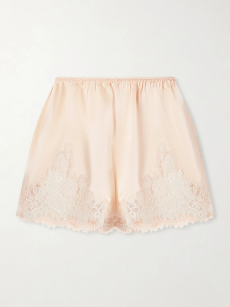  Dôen Dôen - Iona Lace-trimmed Silk-satin Shorts - Peach 