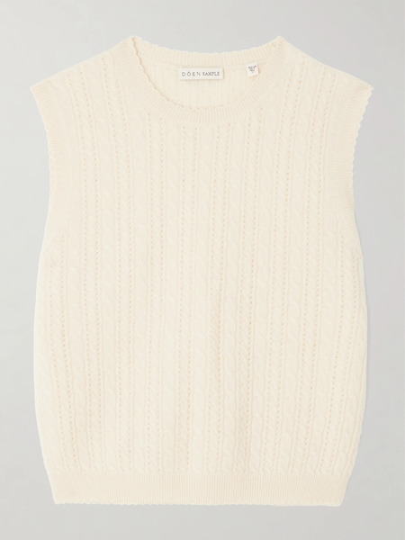  Dôen Dôen - Louden Cropped Cable-knit Cashmere Sweater Vest - Cream 