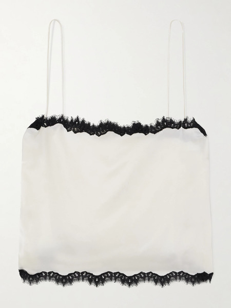  Dôen Dôen - Loure Lace-trimmed Silk-satin Top - Ecru 