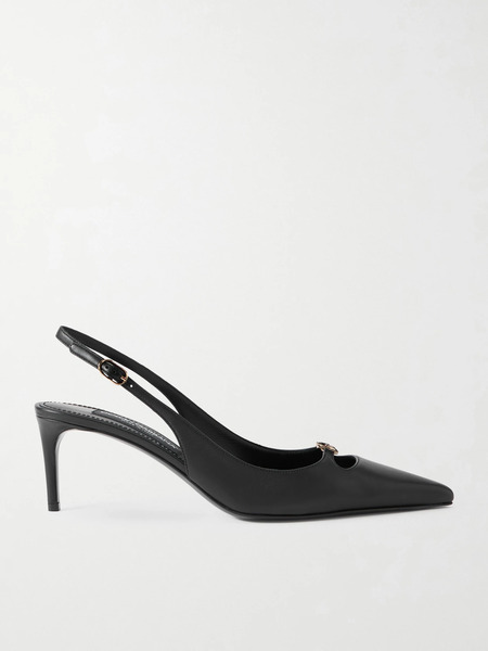 Dolce & Gabbana Dolce & Gabbana - Embellished Leather Slingback Pumps - Black 